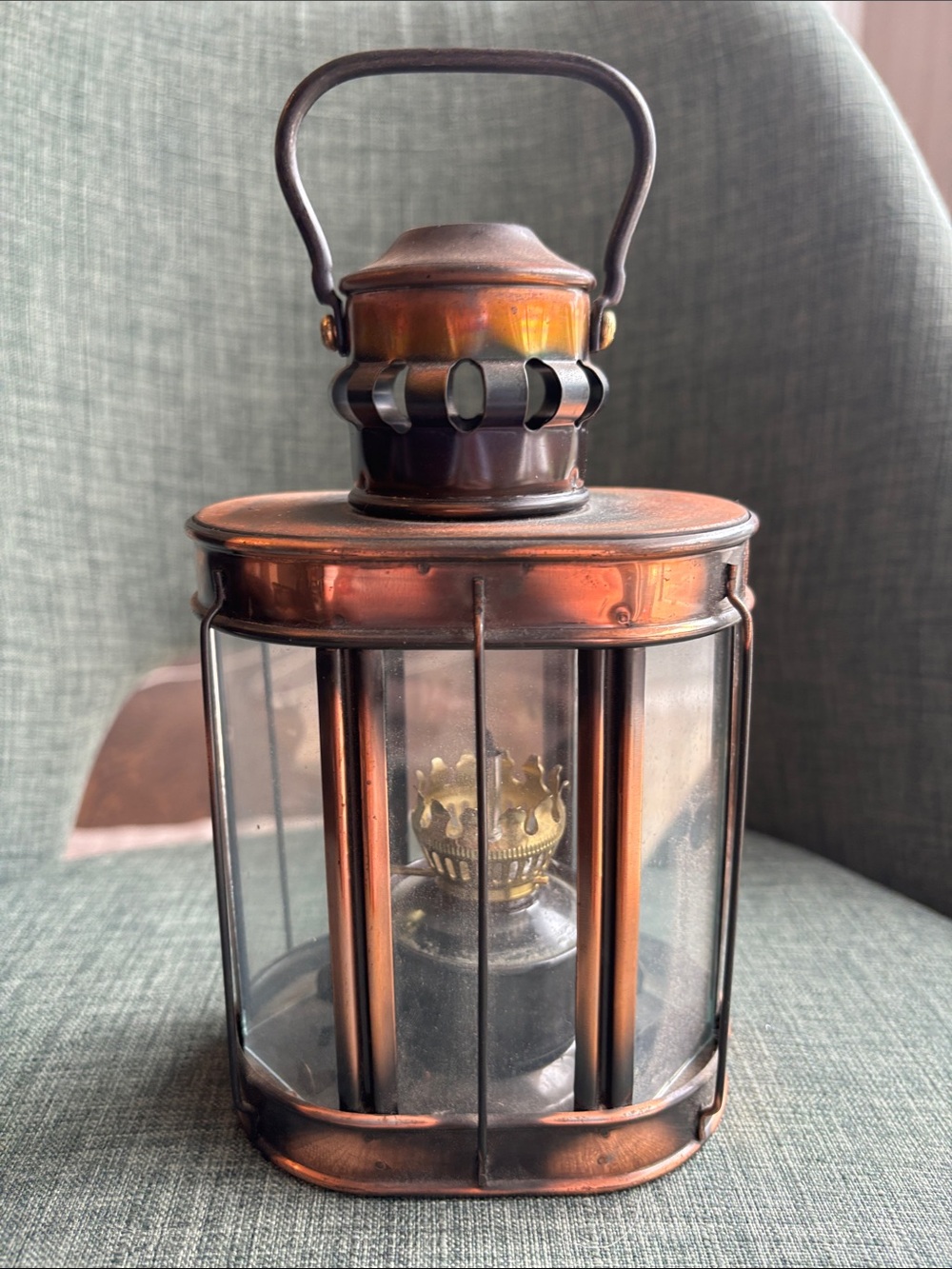 VTG Copper boat Glass Oil Lantern nautical maritime made in Hong Kong hangable